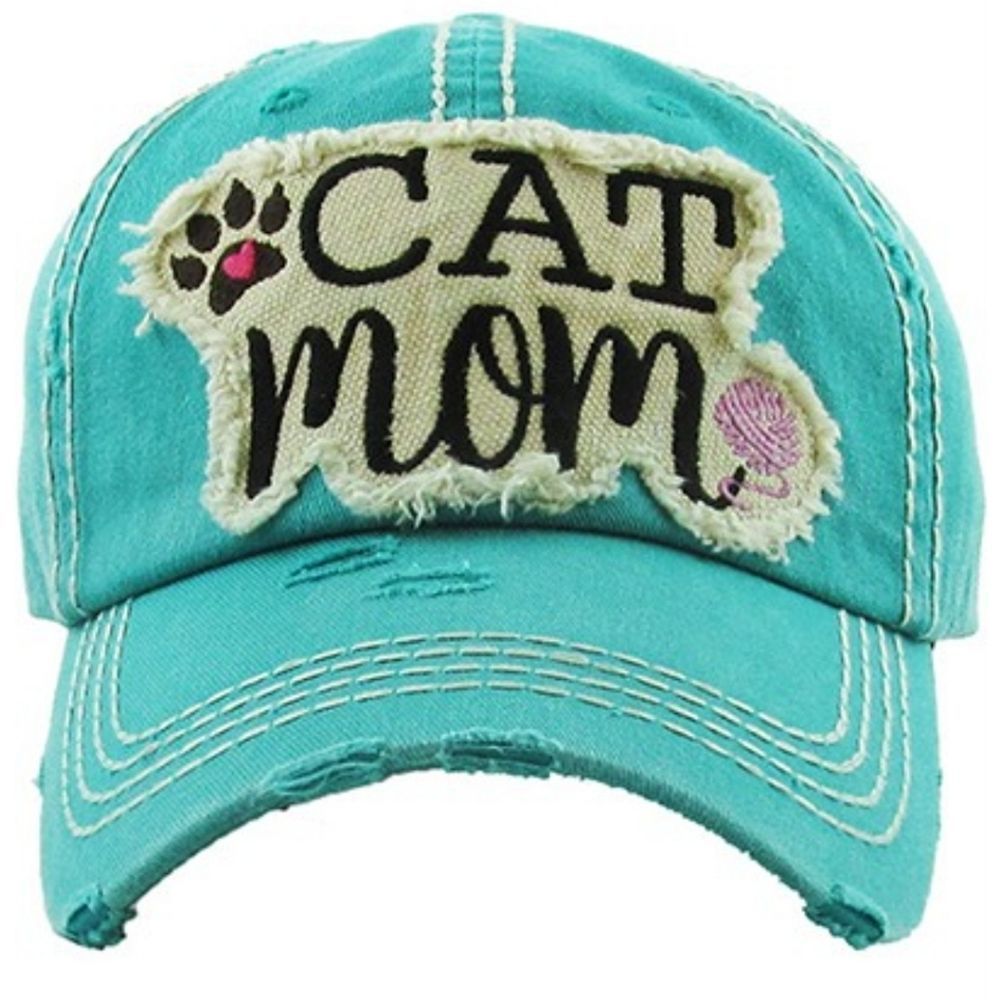 Cat Mom Baseball Hat LAST Turquoise Baseball Cap NEW Embroidered ALMOST SOLD OUT